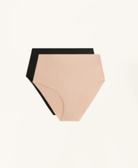 2 Cuecas clássicas de cintura alta com suporte médio, invisíveis, em mistura de poliamida