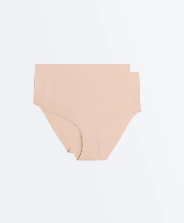 2 Cuecas clássicas de cintura média invisíveis em mistura de poliamida 2 Cuecas clássicas de cintura média invisíveis em mistura de poliamida
