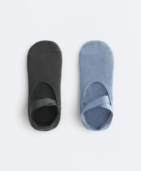 2 pares de meias acolchoadas de mistura de algodão para ioga e pilates com tiras cruzadas