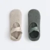 2 pares de meias acolchoadas de mistura de algodão para ioga e pilates com tiras cruzadas