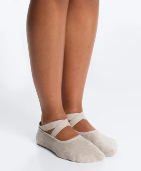 2 pares de meias acolchoadas de mistura de algodão para ioga e pilates com tiras cruzadas