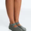 2 pares de meias acolchoadas de mistura de algodão para ioga e pilates com tiras cruzadas