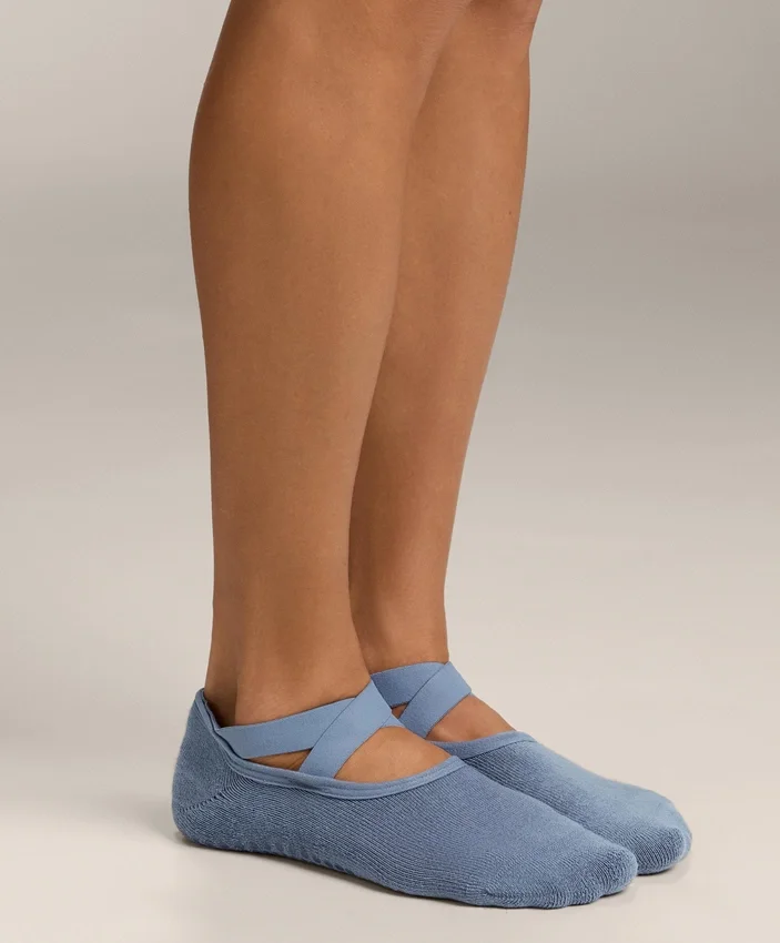 2 pares de meias acolchoadas de mistura de algodão para ioga e pilates com tiras cruzadas 2 pares de meias acolchoadas de mistura de algodão para ioga e pilates com tiras cruzadas