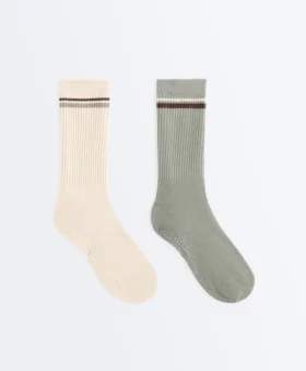 2 pares de meias clássicas de mistura de algodão para ioga e pilates