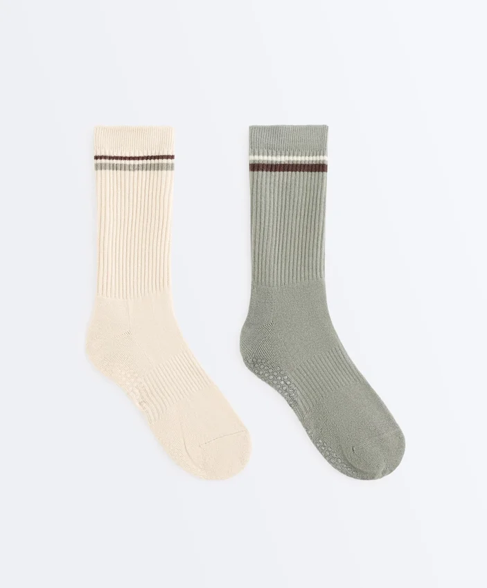 2 pares de meias clássicas de mistura de algodão para ioga e pilates 2 pares de meias clássicas de mistura de algodão para ioga e pilates