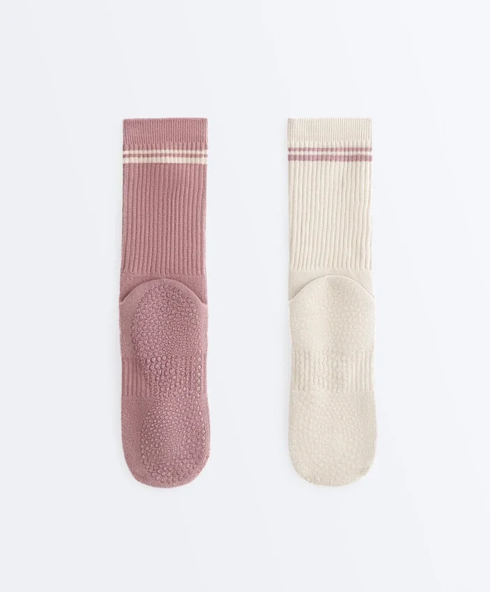 2 pares de meias clássicas de mistura de algodão para ioga e pilates 2 pares de meias clássicas de mistura de algodão para ioga e pilates
