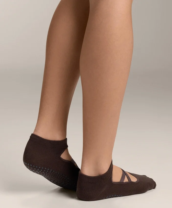2 pares de meias de algodão com tiras cruzadas para ioga e pilates 2 pares de meias de algodão com tiras cruzadas para ioga e pilates