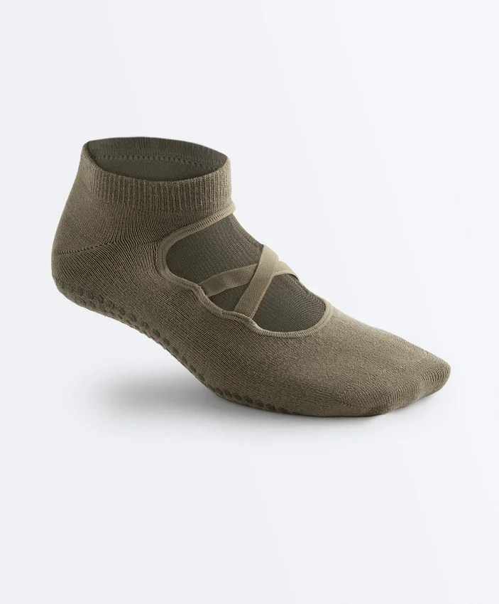 2 pares de meias de algodão com tiras cruzadas para ioga e pilates 2 pares de meias de algodão com tiras cruzadas para ioga e pilates