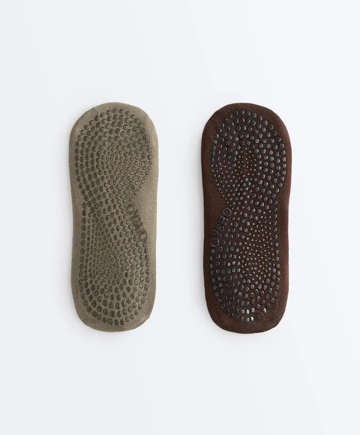 2 pares de meias de algodão com tiras cruzadas para ioga e pilates 2 pares de meias de algodão com tiras cruzadas para ioga e pilates