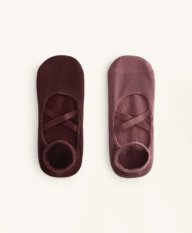 2 pares de meias de mistura de algodão para ioga e pilates com tiras cruzadas 2 pares de meias de mistura de algodão para ioga e pilates com tiras cruzadas