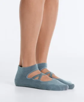 2 pares de meias de mistura de algodão para ioga e pilates com tiras cruzadas 2 pares de meias de mistura de algodão para ioga e pilates com tiras cruzadas