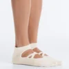 2 pares de meias de mistura de algodão para ioga e pilates com tiras cruzadas 2 pares de meias de mistura de algodão para ioga e pilates com tiras cruzadas
