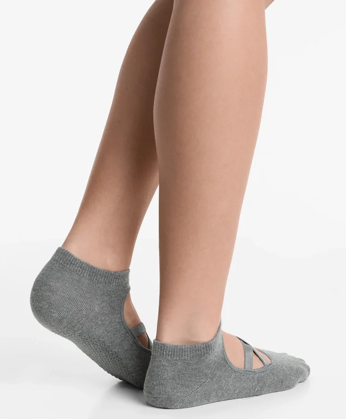2 pares de meias de mistura de algodão para ioga e pilates com tiras cruzadas 2 pares de meias de mistura de algodão para ioga e pilates com tiras cruzadas
