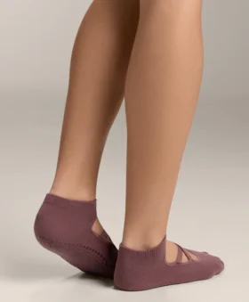 2 pares de meias de mistura de algodão para ioga e pilates com tiras cruzadas 2 pares de meias de mistura de algodão para ioga e pilates com tiras cruzadas