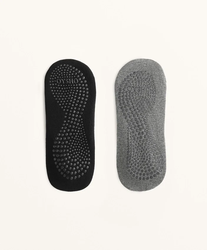2 pares de meias de mistura de algodão para ioga e pilates com tiras cruzadas 2 pares de meias de mistura de algodão para ioga e pilates com tiras cruzadas