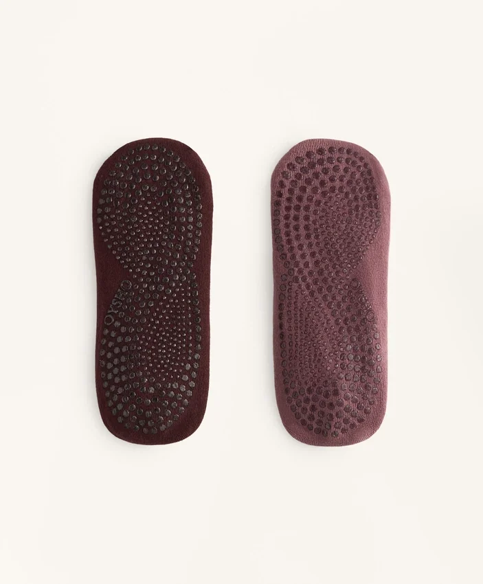 2 pares de meias de mistura de algodão para ioga e pilates com tiras cruzadas 2 pares de meias de mistura de algodão para ioga e pilates com tiras cruzadas