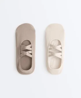 2 pares de meias de mistura de poliamida para ioga e pilates com tiras duplas 2 pares de meias de mistura de poliamida para ioga e pilates com tiras duplas