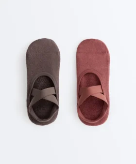 2 pares de meias invisíveis acolchoadas em mistura de algodão para ioga e pilates com faixas cruzadas 2 pares de meias invisíveis acolchoadas em mistura de algodão para ioga e pilates com faixas cruzadas