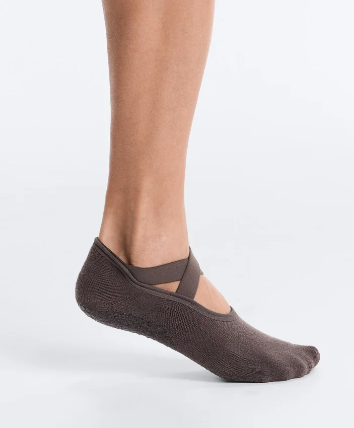 2 pares de meias invisíveis acolchoadas em mistura de algodão para ioga e pilates com faixas cruzadas 2 pares de meias invisíveis acolchoadas em mistura de algodão para ioga e pilates com faixas cruzadas