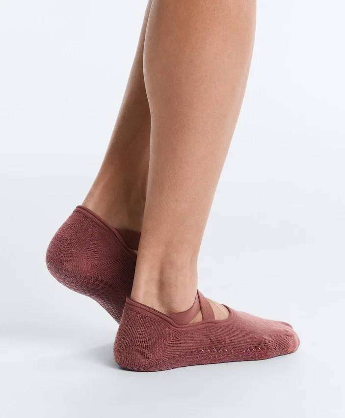 2 pares de meias invisíveis acolchoadas em mistura de algodão para ioga e pilates com faixas cruzadas 2 pares de meias invisíveis acolchoadas em mistura de algodão para ioga e pilates com faixas cruzadas