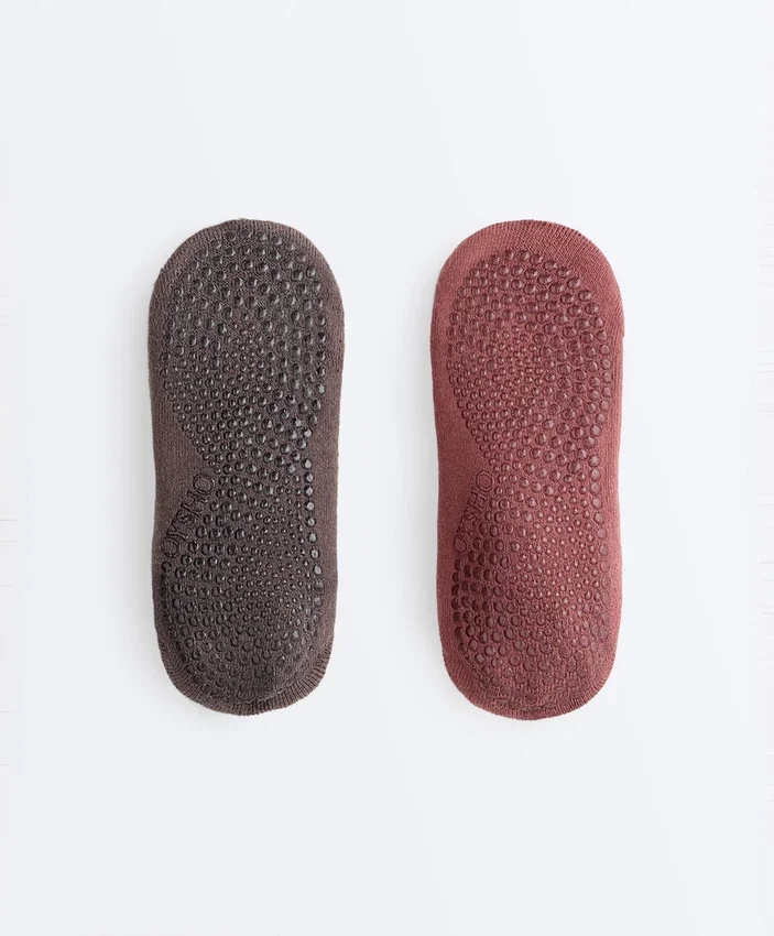2 pares de meias invisíveis acolchoadas em mistura de algodão para ioga e pilates com faixas cruzadas 2 pares de meias invisíveis acolchoadas em mistura de algodão para ioga e pilates com faixas cruzadas