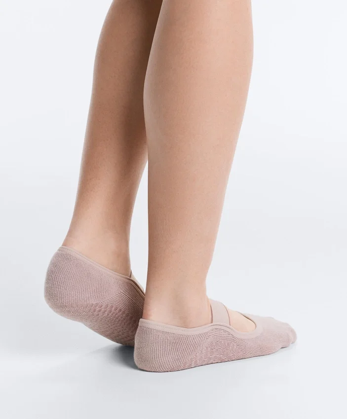 2 pares de meias invisíveis acolchoadas em mistura de algodão para ioga e pilates com tira larga 2 pares de meias invisíveis acolchoadas em mistura de algodão para ioga e pilates com tira larga