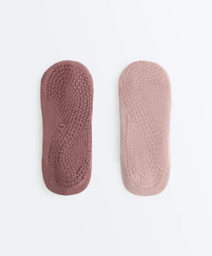 2 pares de meias invisíveis acolchoadas em mistura de algodão para ioga e pilates com tira larga 2 pares de meias invisíveis acolchoadas em mistura de algodão para ioga e pilates com tira larga