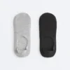 2 pares de meias invisíveis de cano alto com nervuras em mistura de algodão 2 pares de meias invisíveis de cano alto com nervuras em mistura de algodão