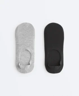 2 pares de meias invisíveis de cano alto com nervuras em mistura de algodão 2 pares de meias invisíveis de cano alto com nervuras em mistura de algodão