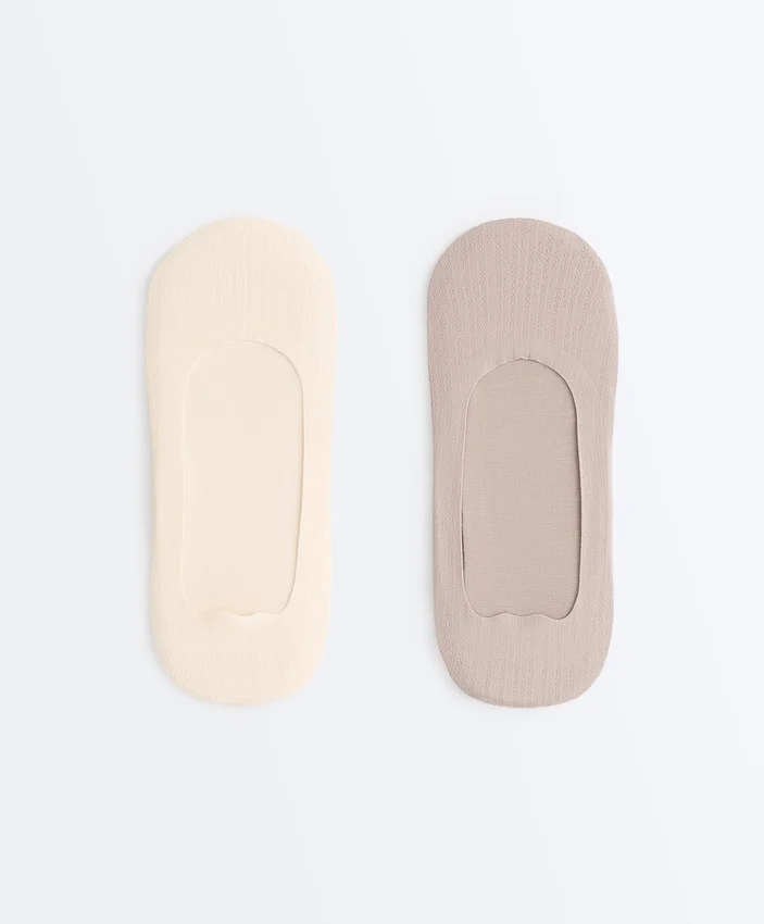 2 pares de meias invisíveis de corte médio em mistura de algodão 2 pares de meias invisíveis de corte médio em mistura de algodão