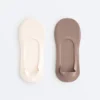 2 pares de meias invisíveis de corte médio em mistura de algodão com canelado 2 pares de meias invisíveis de corte médio em mistura de algodão com canelado