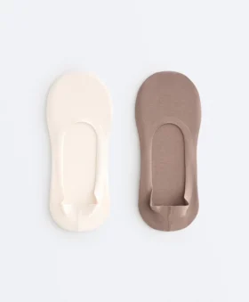 2 pares de meias invisíveis de corte médio em mistura de algodão com canelado 2 pares de meias invisíveis de corte médio em mistura de algodão com canelado
