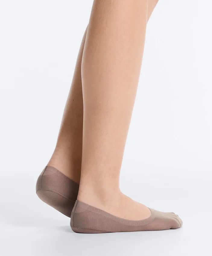 2 pares de meias invisíveis de corte médio em mistura de algodão com canelado 2 pares de meias invisíveis de corte médio em mistura de algodão com canelado