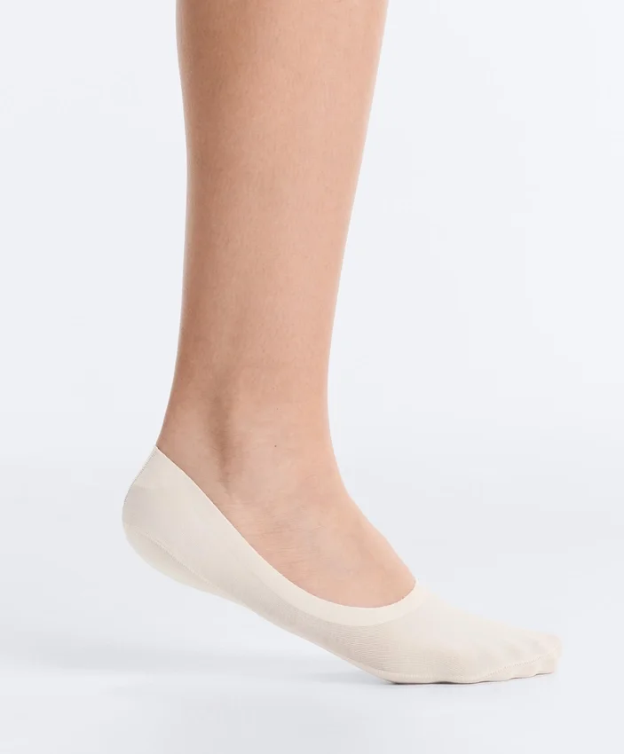 2 pares de meias invisíveis de corte médio em mistura de algodão com canelado 2 pares de meias invisíveis de corte médio em mistura de algodão com canelado