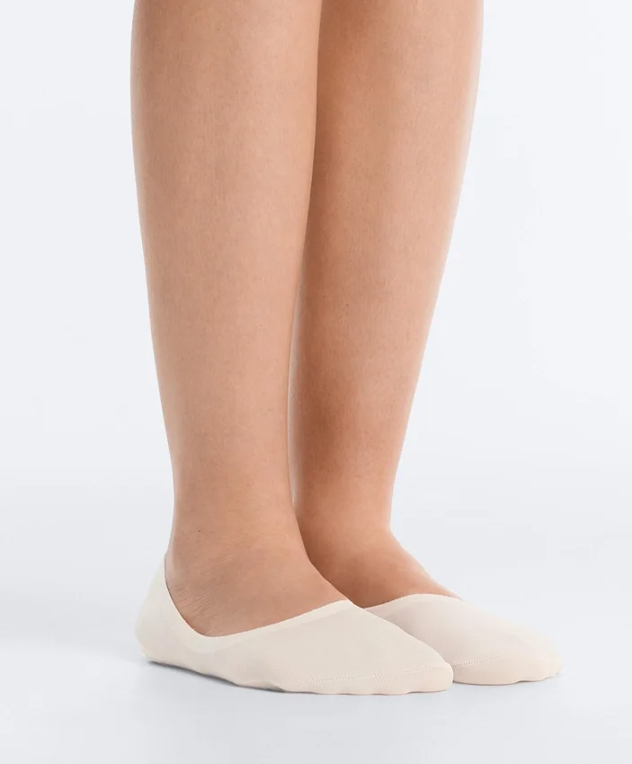 2 pares de meias invisíveis de corte médio em mistura de algodão com canelado 2 pares de meias invisíveis de corte médio em mistura de algodão com canelado