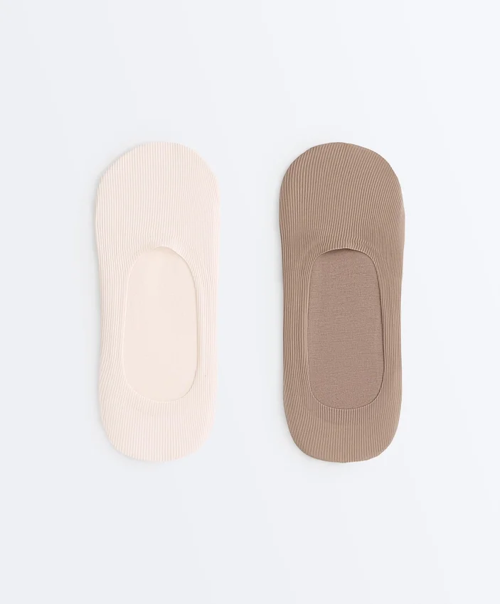 2 pares de meias invisíveis de microfibra com cano médio e canelado 2 pares de meias invisíveis de microfibra com cano médio e canelado
