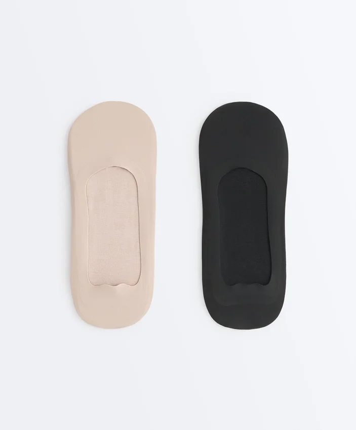 2 pares de meias invisíveis de microfibra de corte médio 2 pares de meias invisíveis de microfibra de corte médio