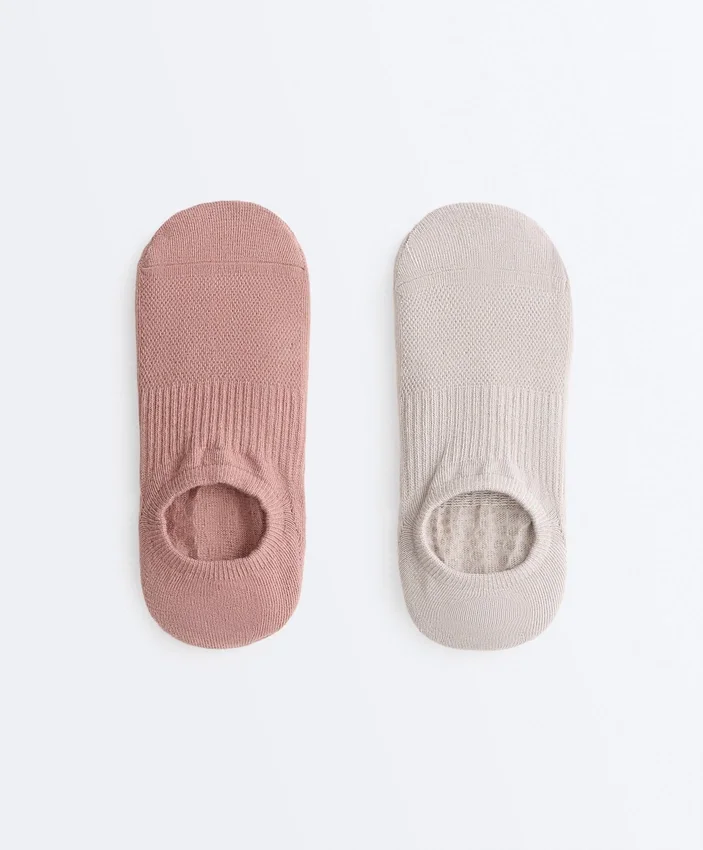 2 pares de meias invisíveis de mistura de algodão para ioga e pilates 2 pares de meias invisíveis de mistura de algodão para ioga e pilates