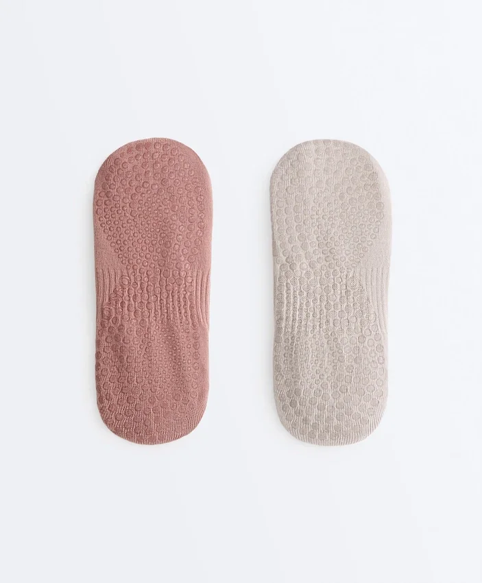 2 pares de meias invisíveis de mistura de algodão para ioga e pilates 2 pares de meias invisíveis de mistura de algodão para ioga e pilates