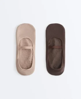 2 pares de meias invisíveis de mistura de algodão para ioga e pilates com tira cruzada 2 pares de meias invisíveis de mistura de algodão para ioga e pilates com tira cruzada