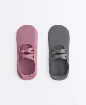 2 pares de meias invisíveis de mistura de poliamida para ioga e pilates com tiras duplas 2 pares de meias invisíveis de mistura de poliamida para ioga e pilates com tiras duplas