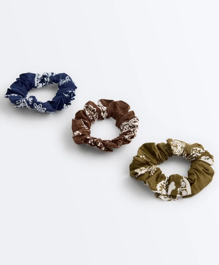 3 elásticos de cabelo grandes estampados 100% algodão 3 elásticos de cabelo grandes estampados 100% algodão
