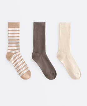 3 pares de meias clássicas em mistura de algodão