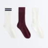 3 pares de meias clássicas em mistura de algodão 3 pares de meias clássicas em mistura de algodão