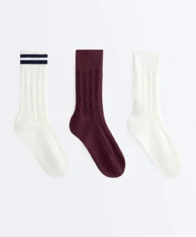 3 pares de meias clássicas em mistura de algodão