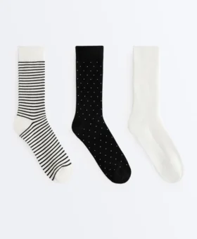 3 pares de meias clássicas em mistura de algodão