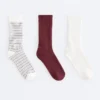 3 pares de meias clássicas em mistura de algodão 3 pares de meias clássicas em mistura de algodão