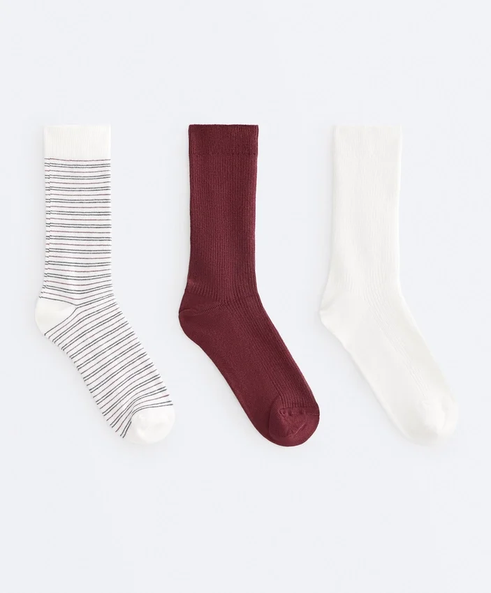 3 pares de meias clássicas em mistura de algodão 3 pares de meias clássicas em mistura de algodão