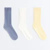 3 pares de meias clássicas em piqué de mistura de algodão 3 pares de meias clássicas em piqué de mistura de algodão