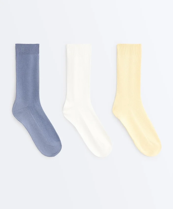 3 pares de meias clássicas em piqué de mistura de algodão 3 pares de meias clássicas em piqué de mistura de algodão